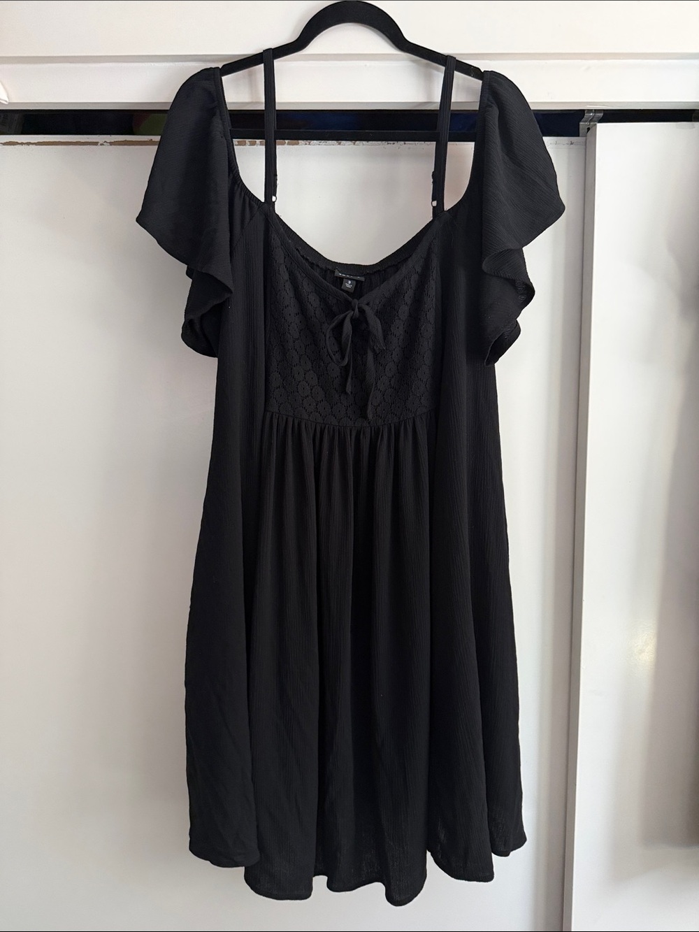 torrid Black Off-Shoulder Tie-Front Mini Dress